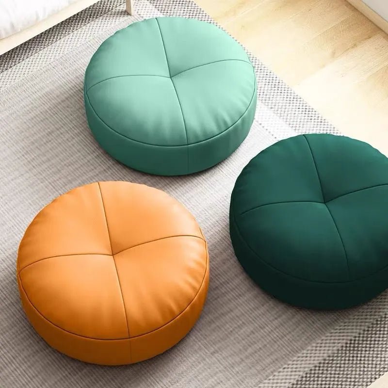 Simple Japanese Style Nappa Leather Foot Cushion Round | Karnz