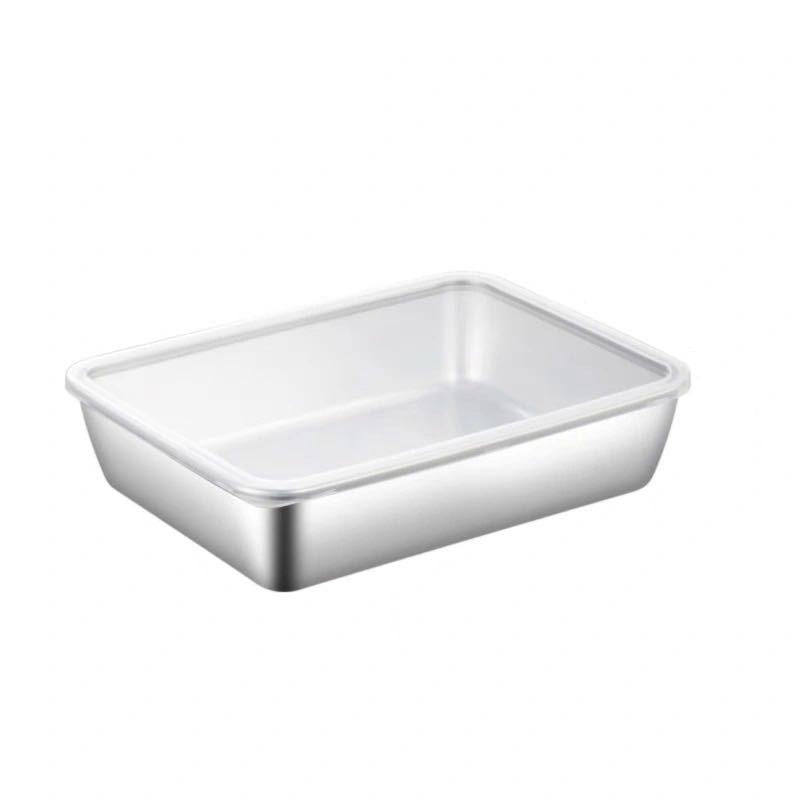 304 Stainless Steel Square Plate with Lid Food Storage Container for Kitchen | Bowlift
