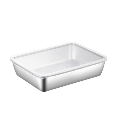 304 Stainless Steel Square Plate with Lid Food Storage Container for Kitchen | Bowlift