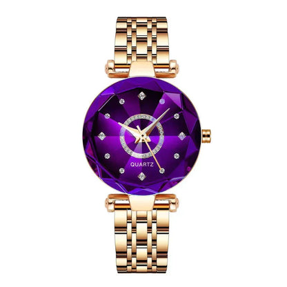 Waterproof Women's Watch – Starry Diamond Dial Elegance