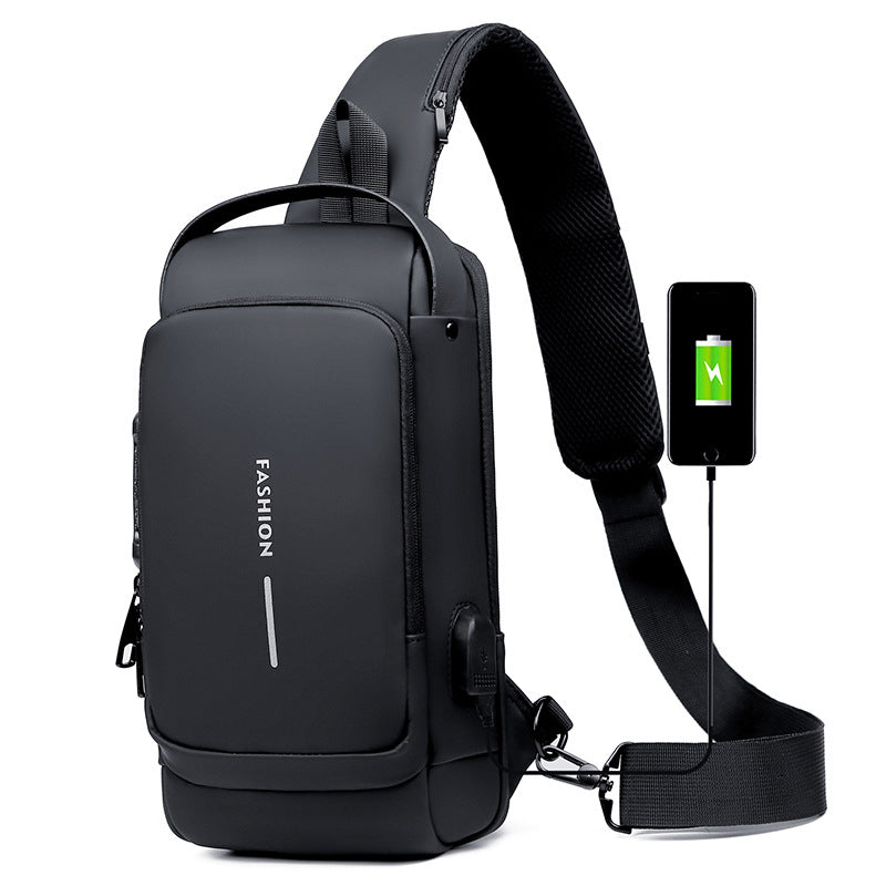 Anti-theft shoulder bag with USB charging port