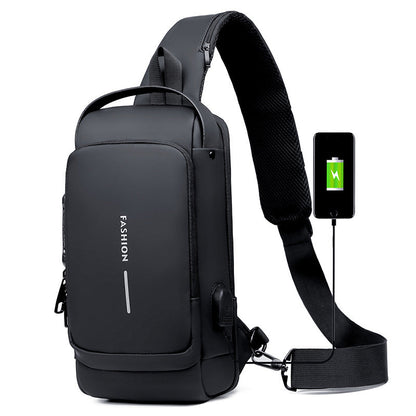 Anti-theft shoulder bag with USB charging port