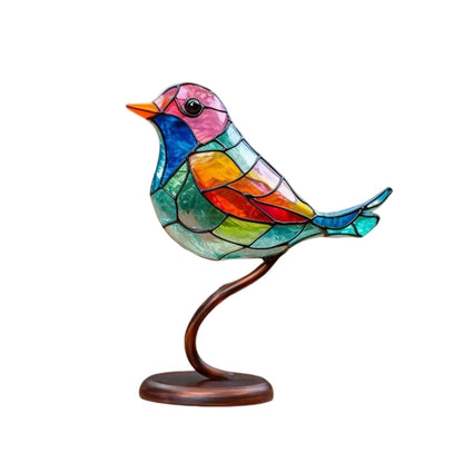 Birds on Branches Stained Acrylic Ornaments, Double Sided Multicolor Style | Bowlift