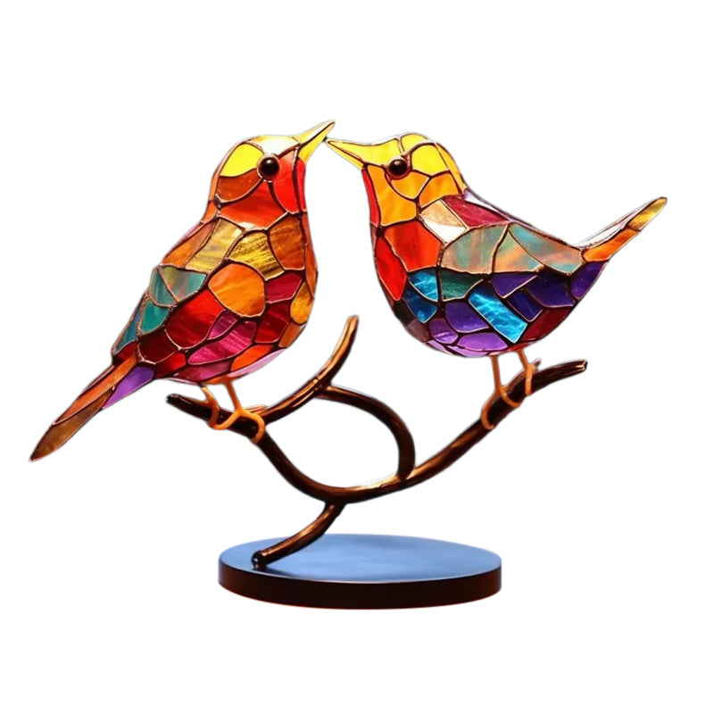 Birds on Branches Stained Acrylic Ornaments, Double Sided Multicolor Style | Bowlift