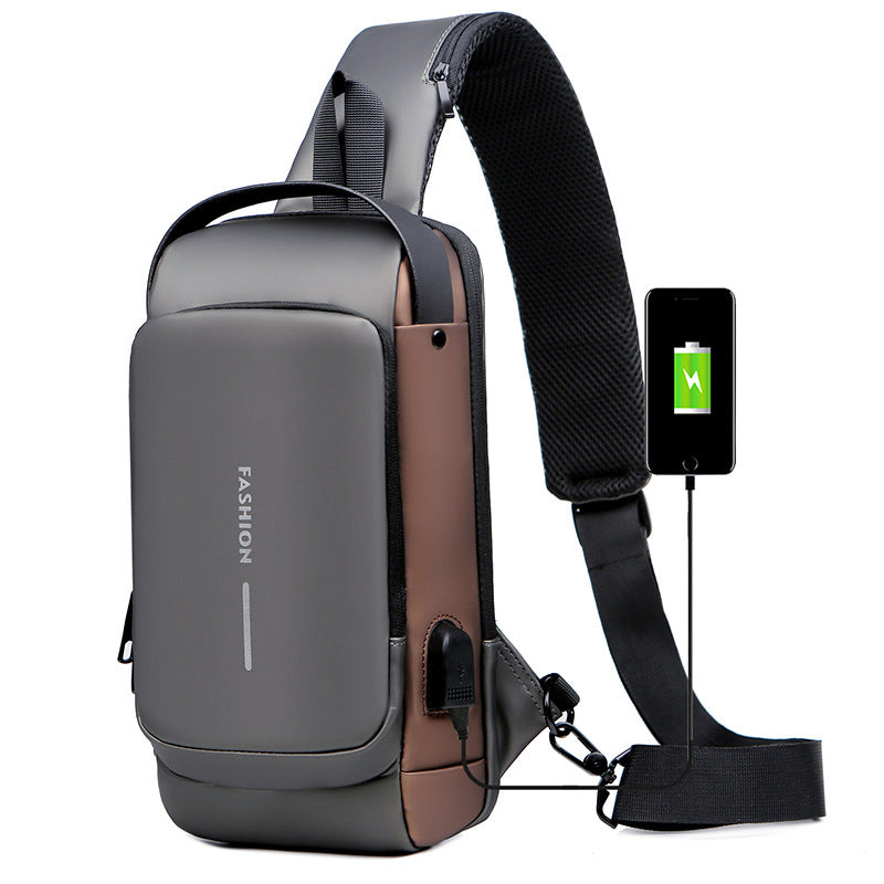 Anti-theft shoulder bag with USB charging port