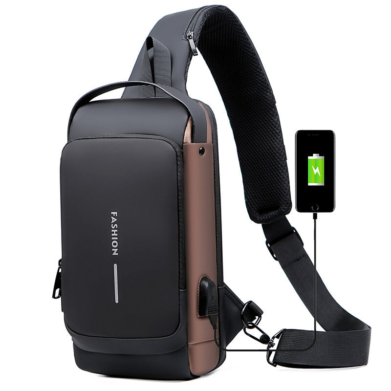 Anti-theft shoulder bag with USB charging port