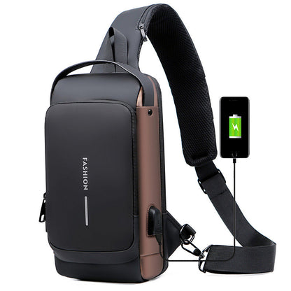 Anti-theft shoulder bag with USB charging port