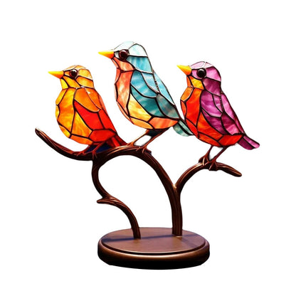 Birds on Branches Stained Acrylic Ornaments, Double Sided Multicolor Style | Bowlift