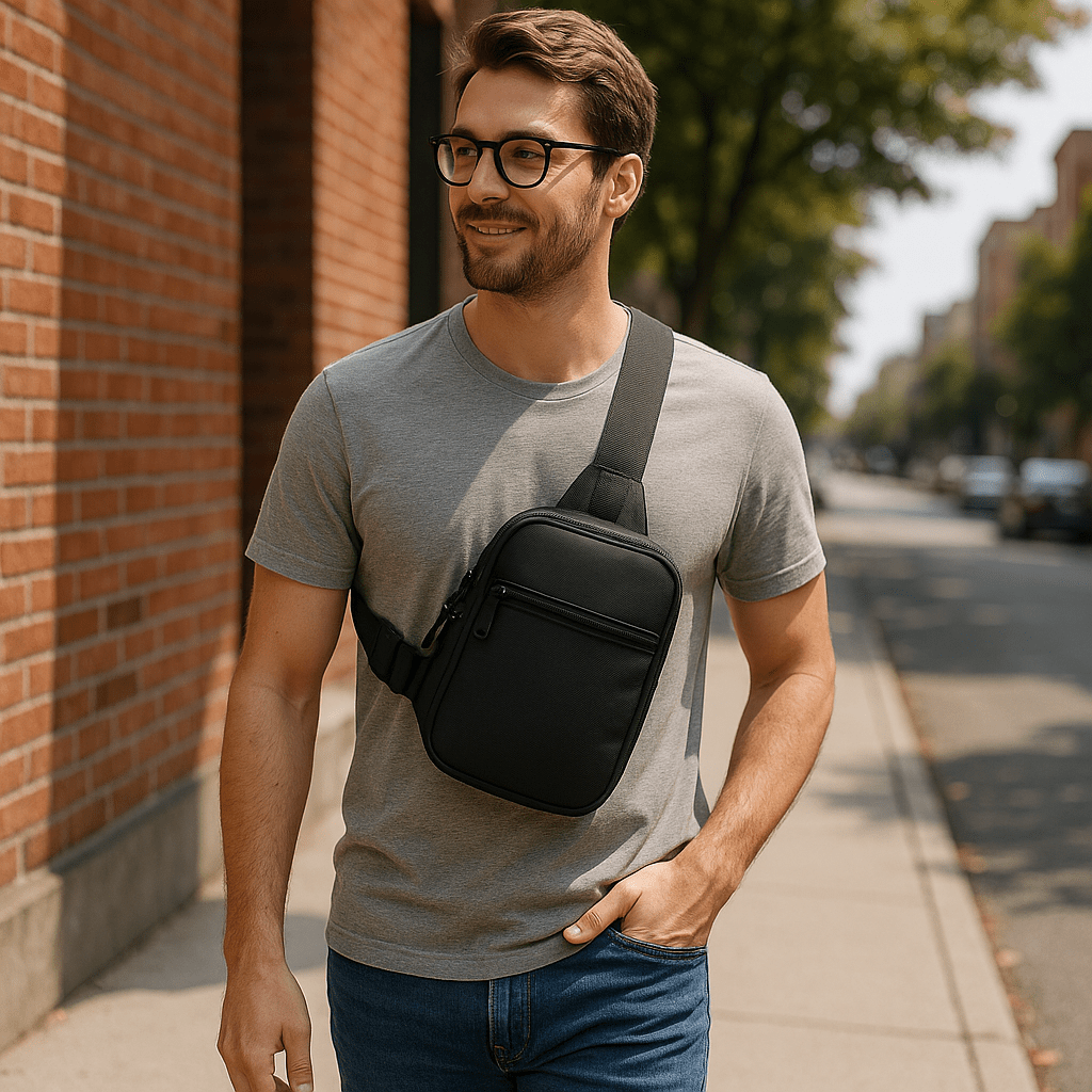 Skanto | SLIMVOY – Compact Travel Sling Bag for Easy Organization