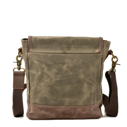 HorizonPath – Compact Vintage Shoulder Bag – High-quality waxed cotton and full-grain leather