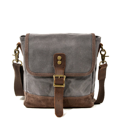 HorizonPath – Compact Vintage Shoulder Bag – High-quality waxed cotton and full-grain leather