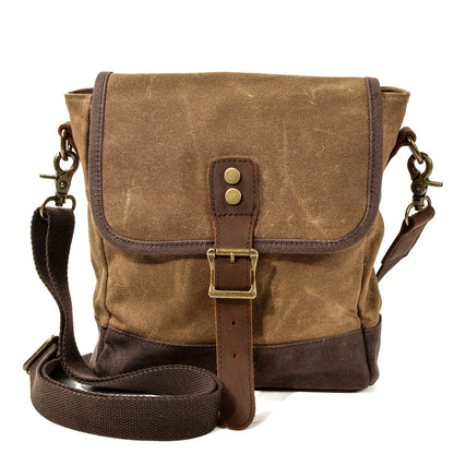 HorizonPath – Compact Vintage Shoulder Bag – High-quality waxed cotton and full-grain leather