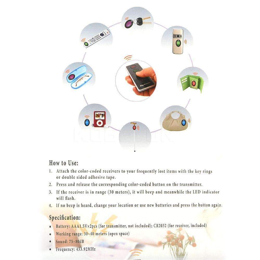 BowLift | 4 in 1 Wireless Remote Key Finder - Key Locator Phone Wallets Anti-Lost With Torch Function 4 Receivers