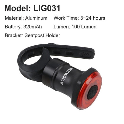 Smart Bicycle Taillight Auto Start/Stop Brake Sensing IPx6 Waterproof USB Charging Bicycle LED Tail Light