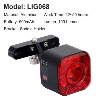 Smart Bicycle Taillight Auto Start/Stop Brake Sensing IPx6 Waterproof USB Charging Bicycle LED Tail Light