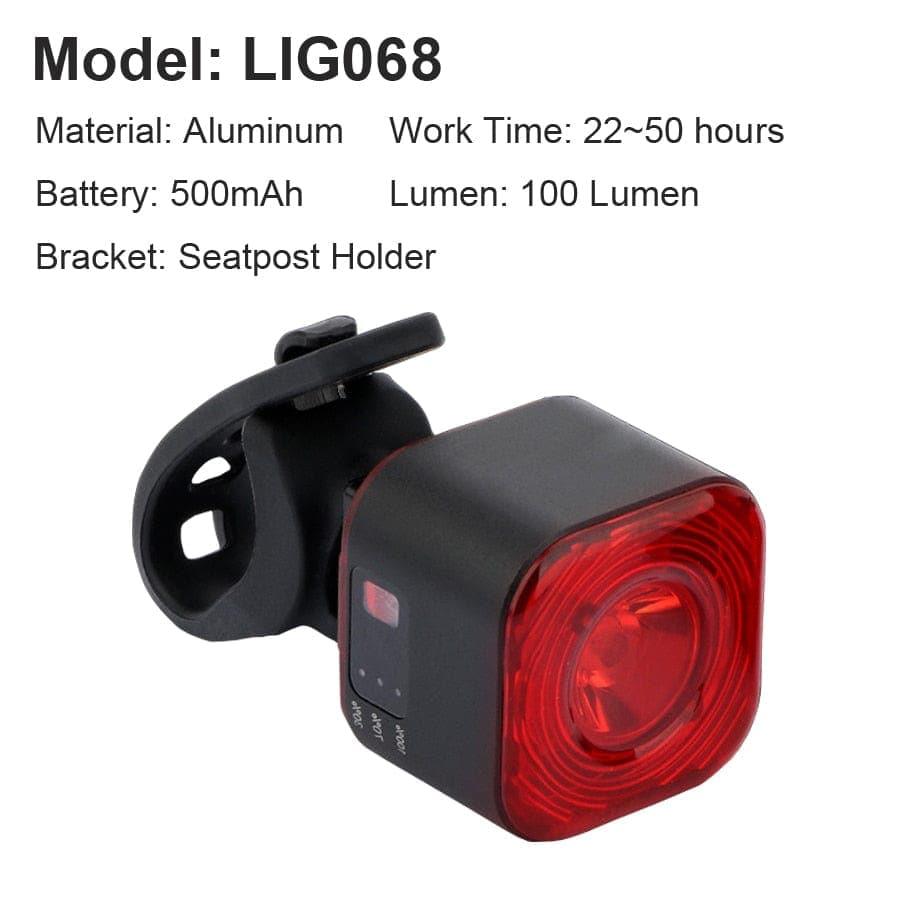 Smart Bicycle Taillight Auto Start/Stop Brake Sensing IPx6 Waterproof USB Charging Bicycle LED Tail Light