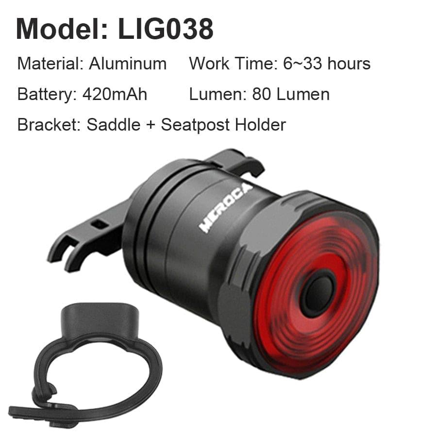 Smart Bicycle Taillight Auto Start/Stop Brake Sensing IPx6 Waterproof USB Charging Bicycle LED Tail Light