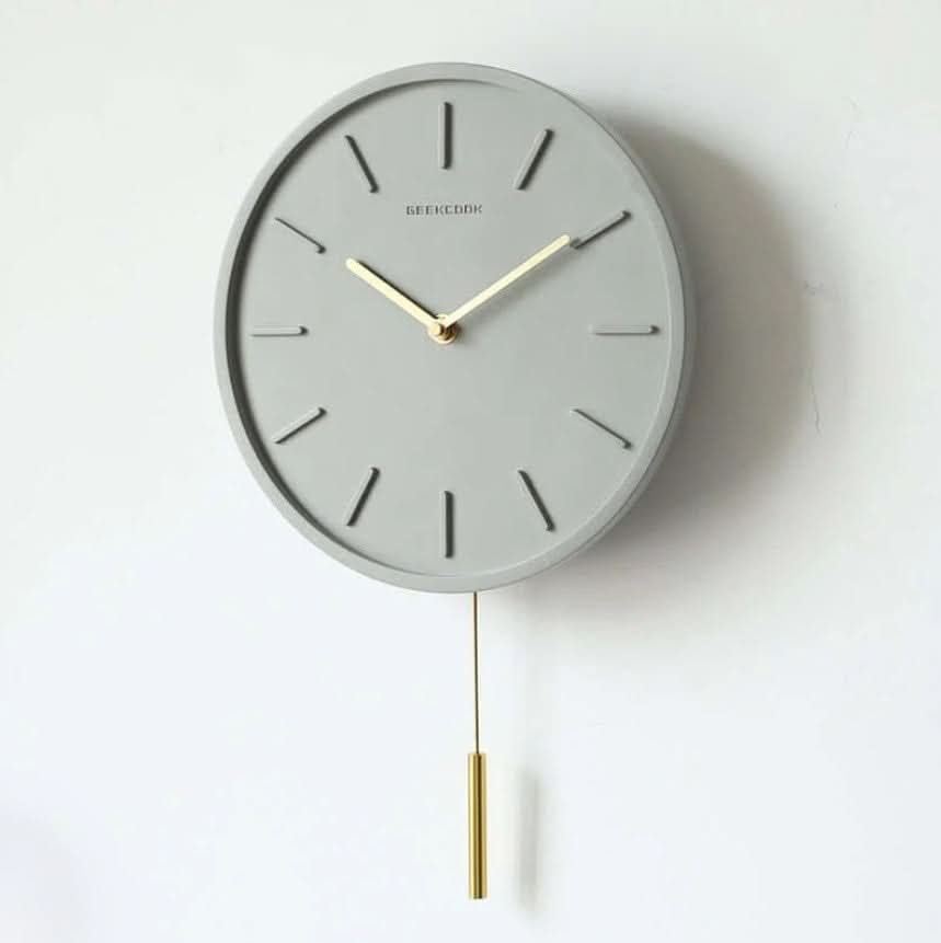 BowLift | Scandinavian Cement Wall Clock with Metal Pendulum