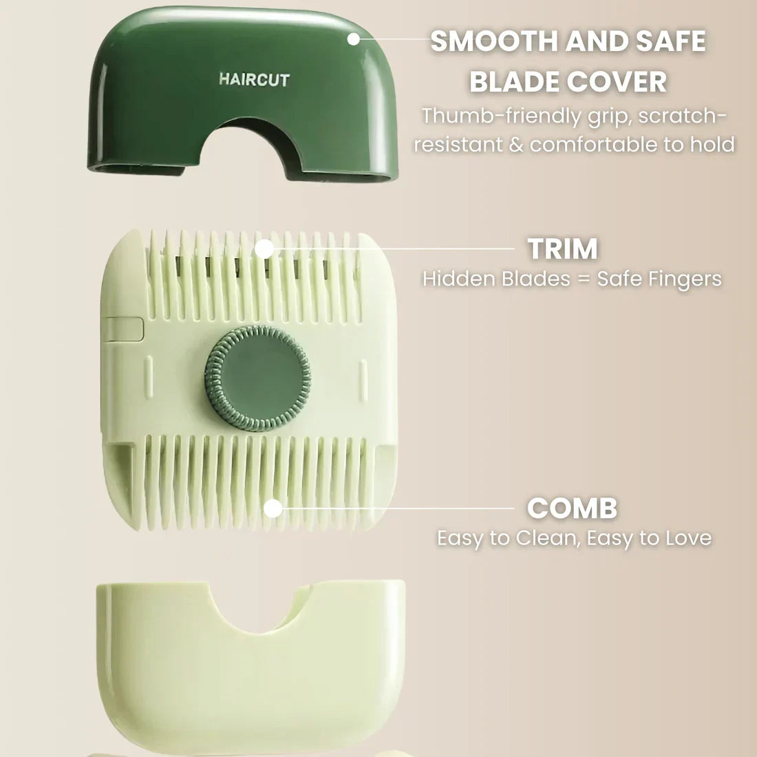 Child Hair-Cutting Comb with Soft Edges for Gentle At-Home Grooming