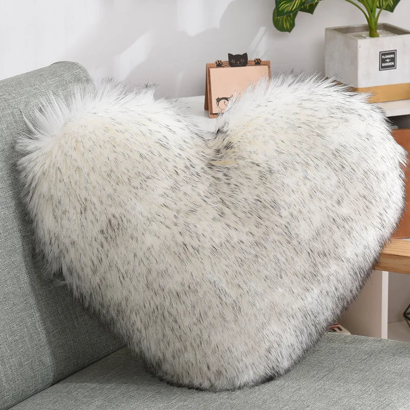 Soft Heart-shaped Fluffy Sofa Cushion made of Soft Polyester | Karnz