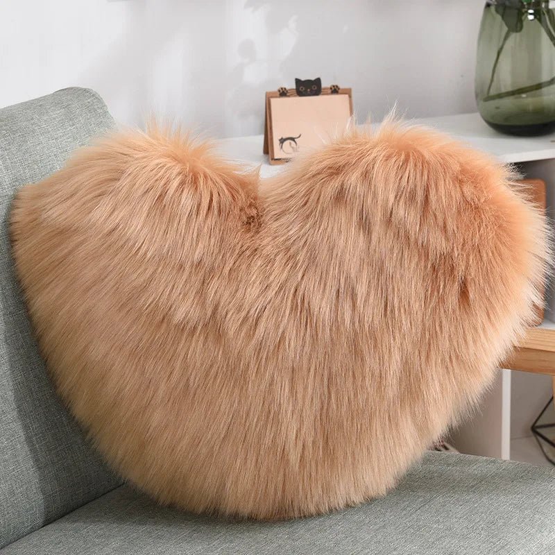 Soft Heart-shaped Fluffy Sofa Cushion made of Soft Polyester | Karnz