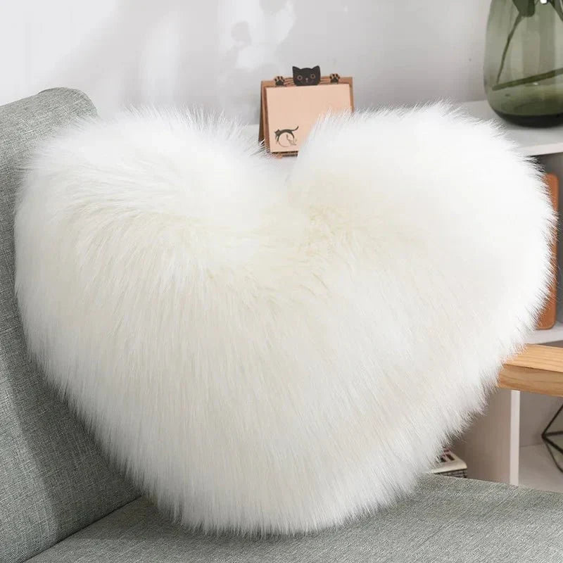 Soft Heart-shaped Fluffy Sofa Cushion made of Soft Polyester | Karnz