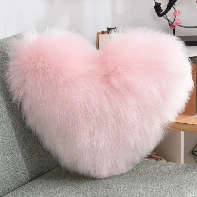 Soft Heart-shaped Fluffy Sofa Cushion made of Soft Polyester | Karnz