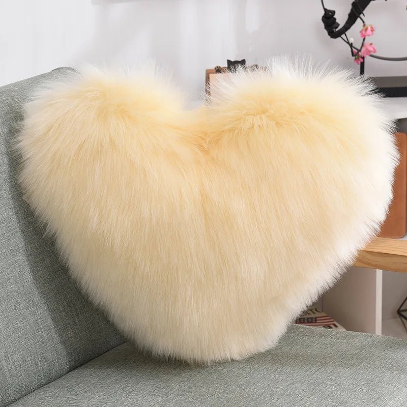 Soft Heart-shaped Fluffy Sofa Cushion made of Soft Polyester | Karnz