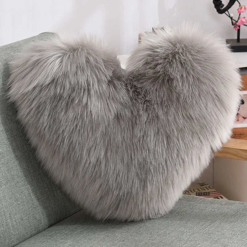 Soft Heart-shaped Fluffy Sofa Cushion made of Soft Polyester | Karnz