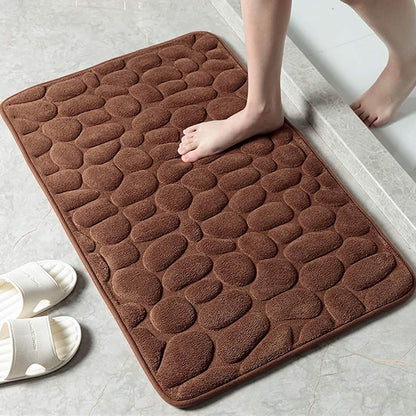 Soft memory foam bath mat with non-slip tombstone pattern