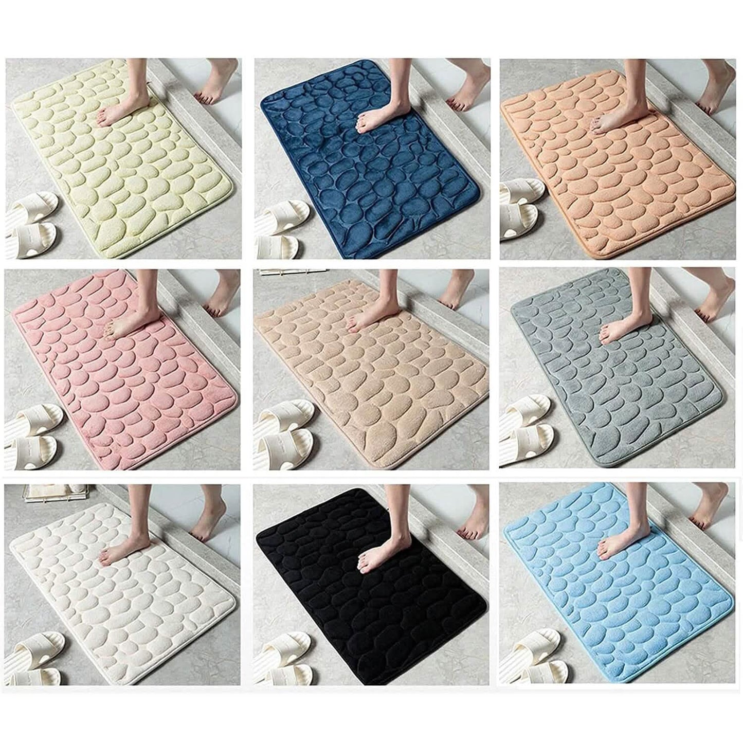 BowLift | Soft Memory Foam Non-Slip Headstone Pattern Bath Mat