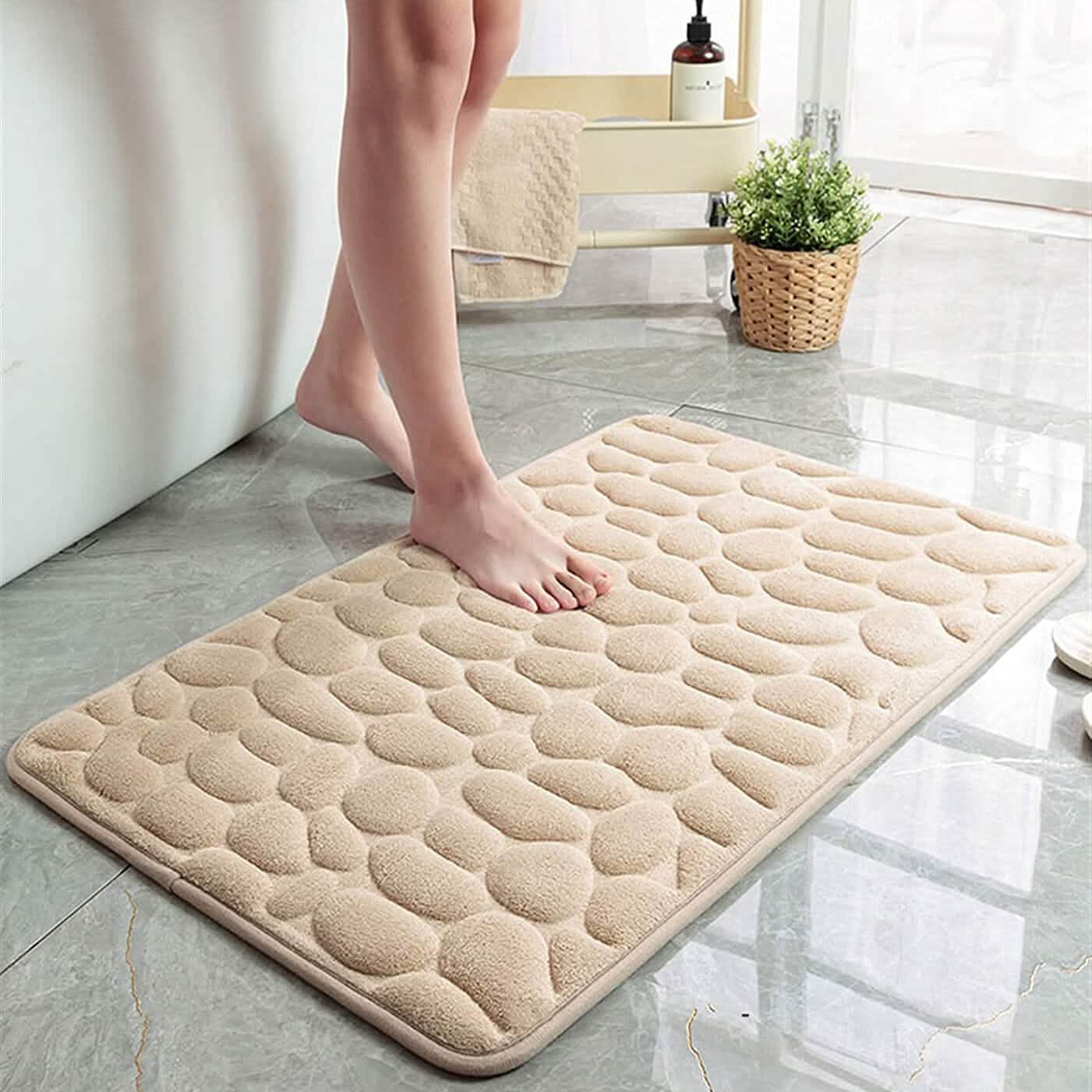 BowLift | Soft Memory Foam Non-Slip Headstone Pattern Bath Mat