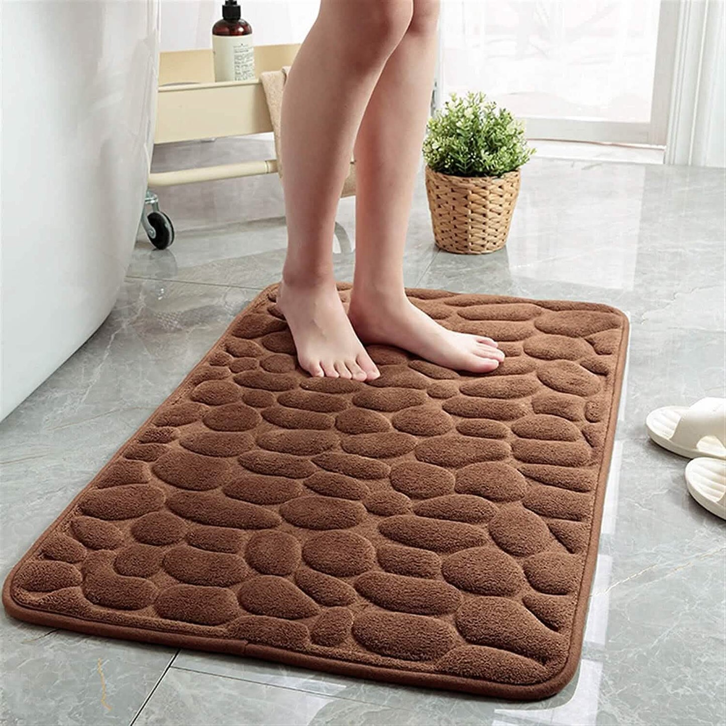 BowLift | Soft Memory Foam Non-Slip Headstone Pattern Bath Mat