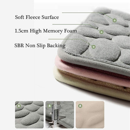 BowLift | Soft Memory Foam Non-Slip Headstone Pattern Bath Mat
