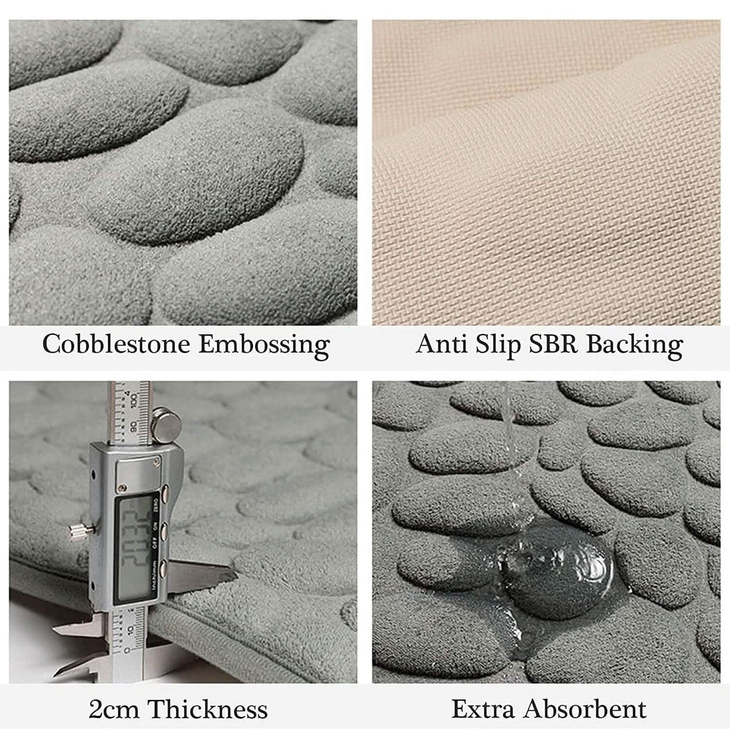 BowLift | Soft Memory Foam Non-Slip Headstone Pattern Bath Mat