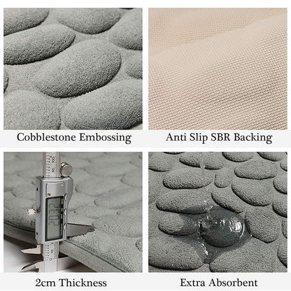 BowLift | Soft Memory Foam Non-Slip Headstone Pattern Bath Mat
