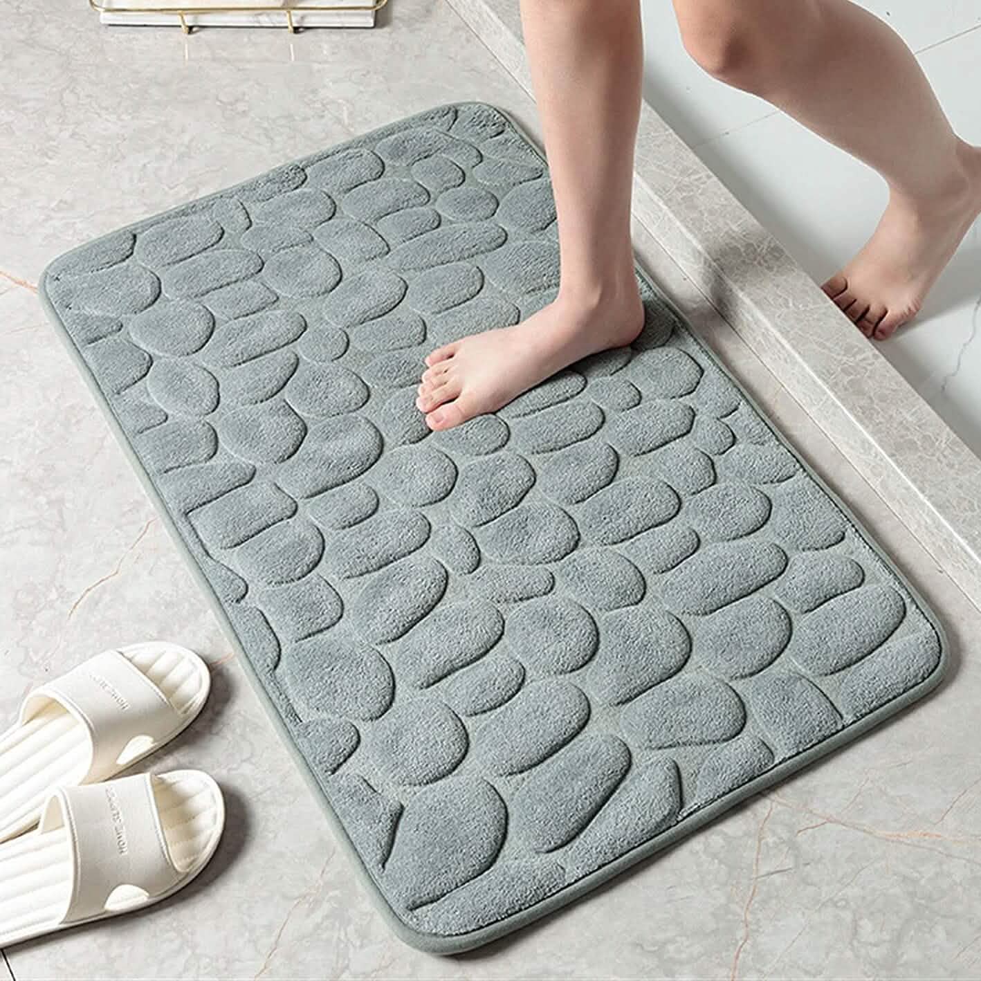 BowLift | Soft Memory Foam Non-Slip Headstone Pattern Bath Mat