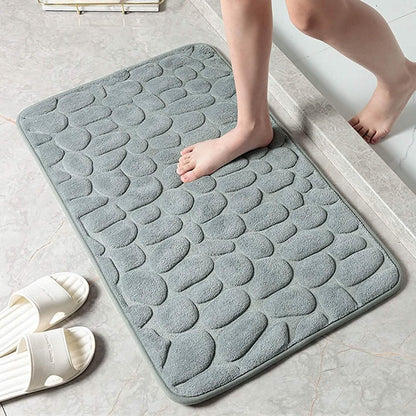 Soft memory foam bath mat with non-slip tombstone pattern