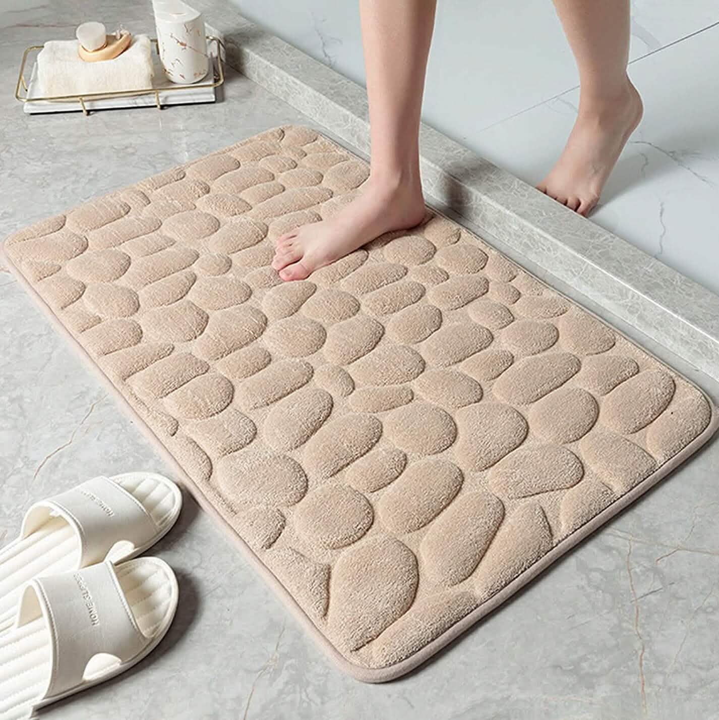 BowLift | Soft Memory Foam Non-Slip Headstone Pattern Bath Mat