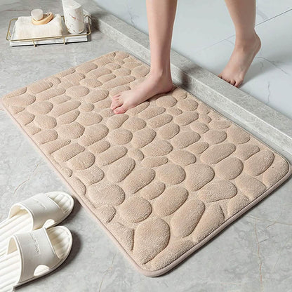 Soft memory foam bath mat with non-slip tombstone pattern