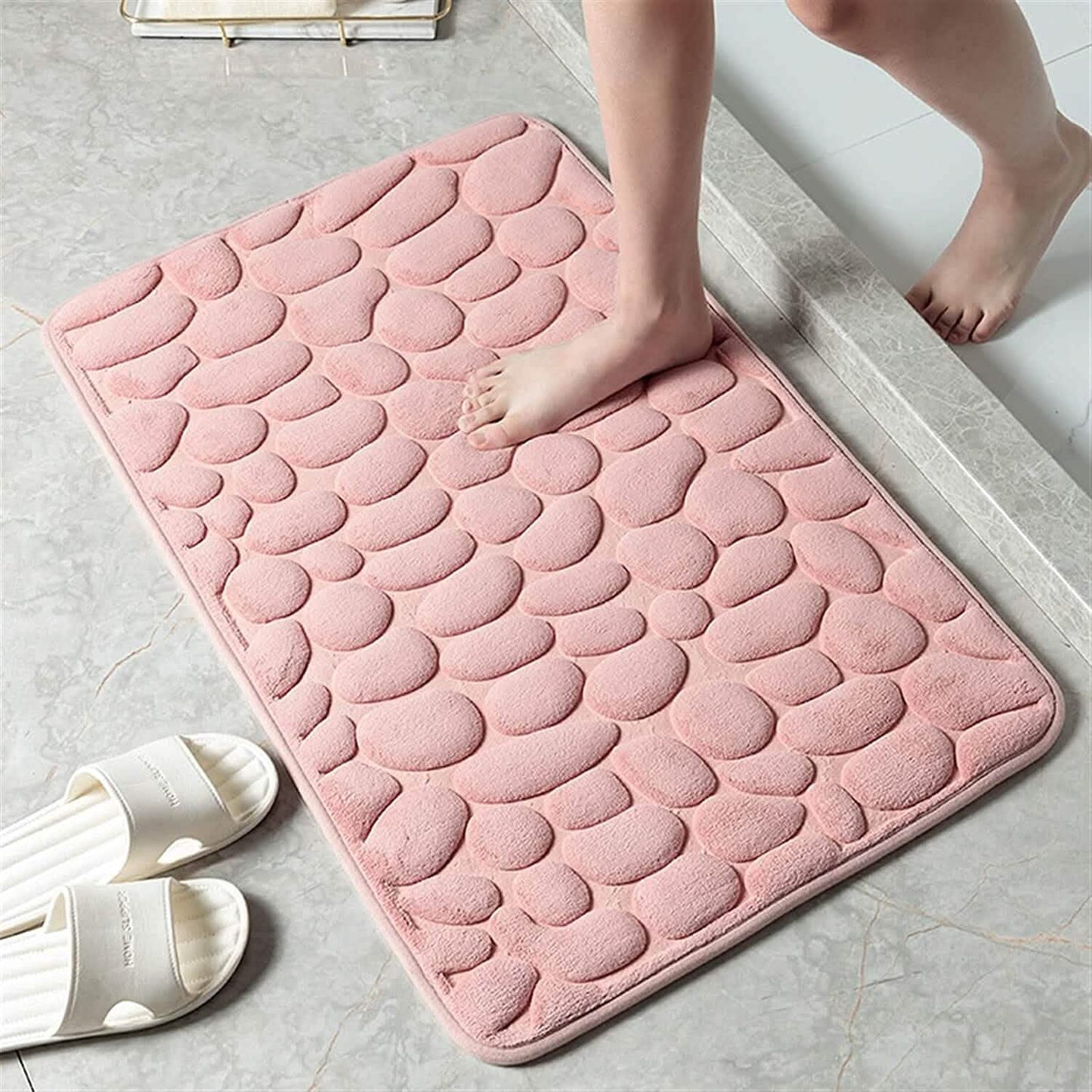 BowLift | Soft Memory Foam Non-Slip Headstone Pattern Bath Mat