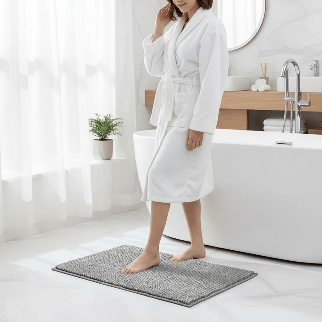 BowLift | SOFTDRY – Chenille Microfiber Bath Mat with Non-Slip Base