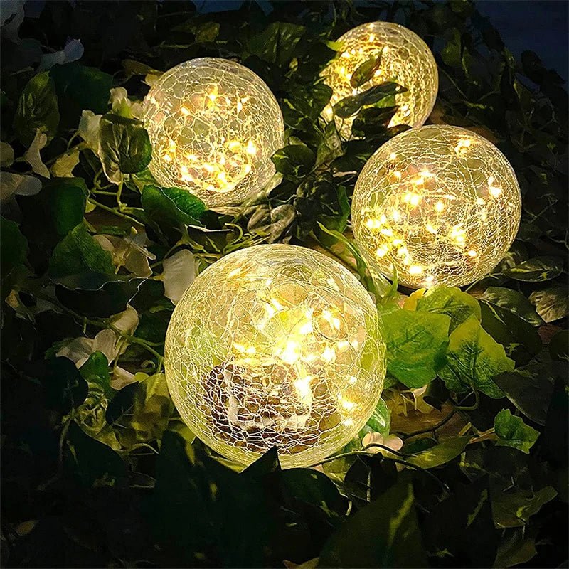 Solar cracked glass globe wreath
