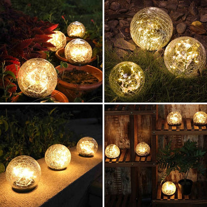 Solar cracked glass globe wreath