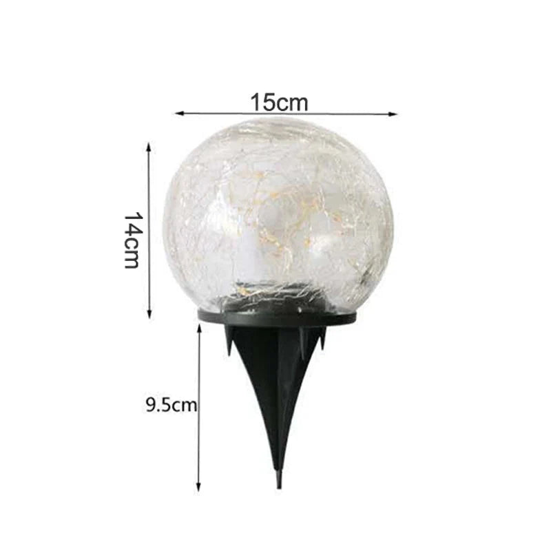Solar cracked glass globe wreath