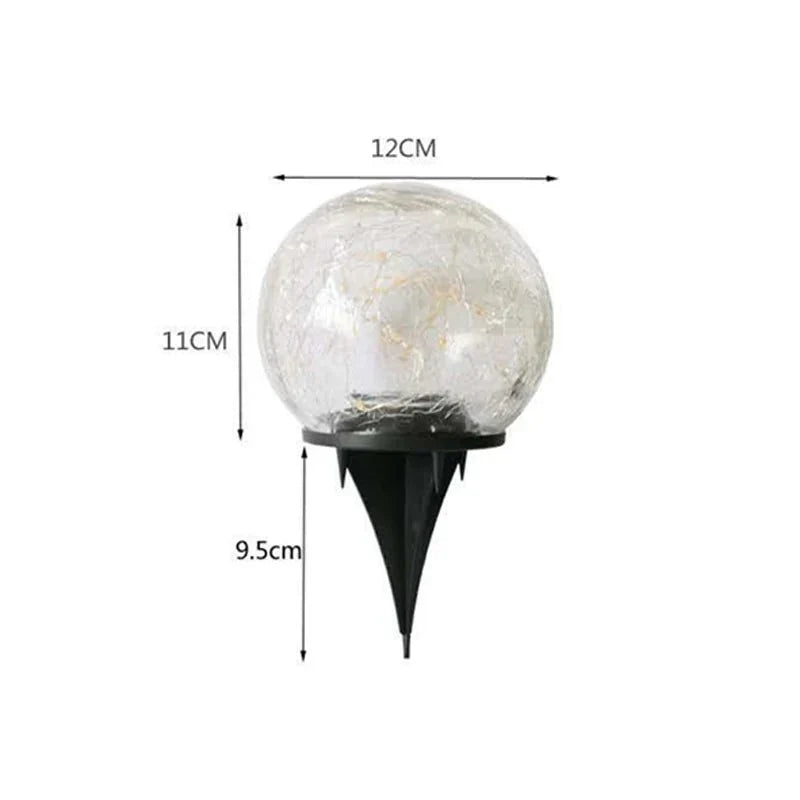 Solar cracked glass globe wreath