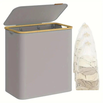 BowLift | SortiSpace Laundry Basket – 150L Foldable Laundry Basket with 2 Compartments