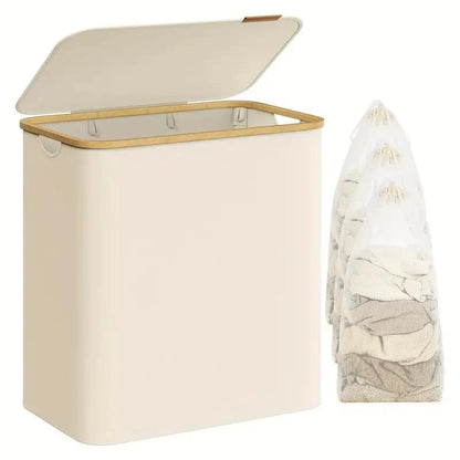 BowLift | SortiSpace Laundry Basket – 150L Foldable Laundry Basket with 2 Compartments