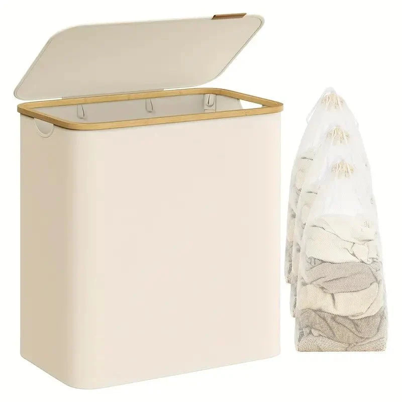 BowLift | SortiSpace Laundry Basket – 150L Foldable Laundry Basket with 2 Compartments