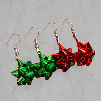 Skanto | Sparkling Christmas Bow Star Earrings – Trendy Christmas Ear Hook for a Festive Fashion Occasion & Perfect Christmas Gift